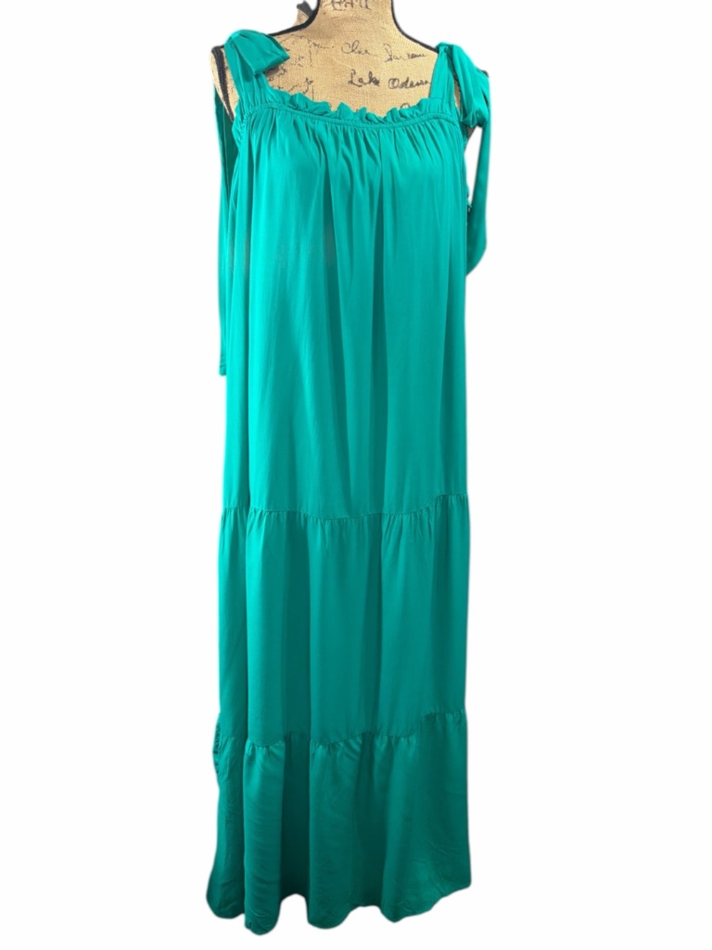 Andre by Unit Venetian Coast Dress In Sea Green Teal Maxi Dress EC. Size 2X